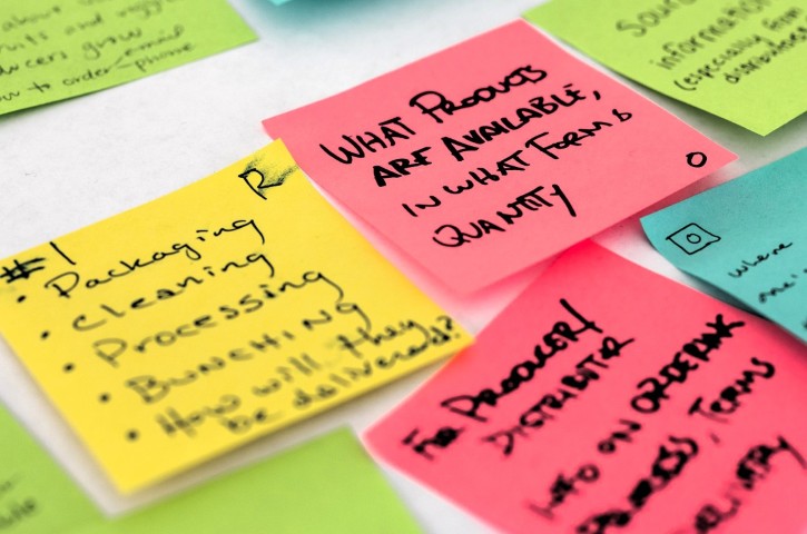 Planning session with post-it notes